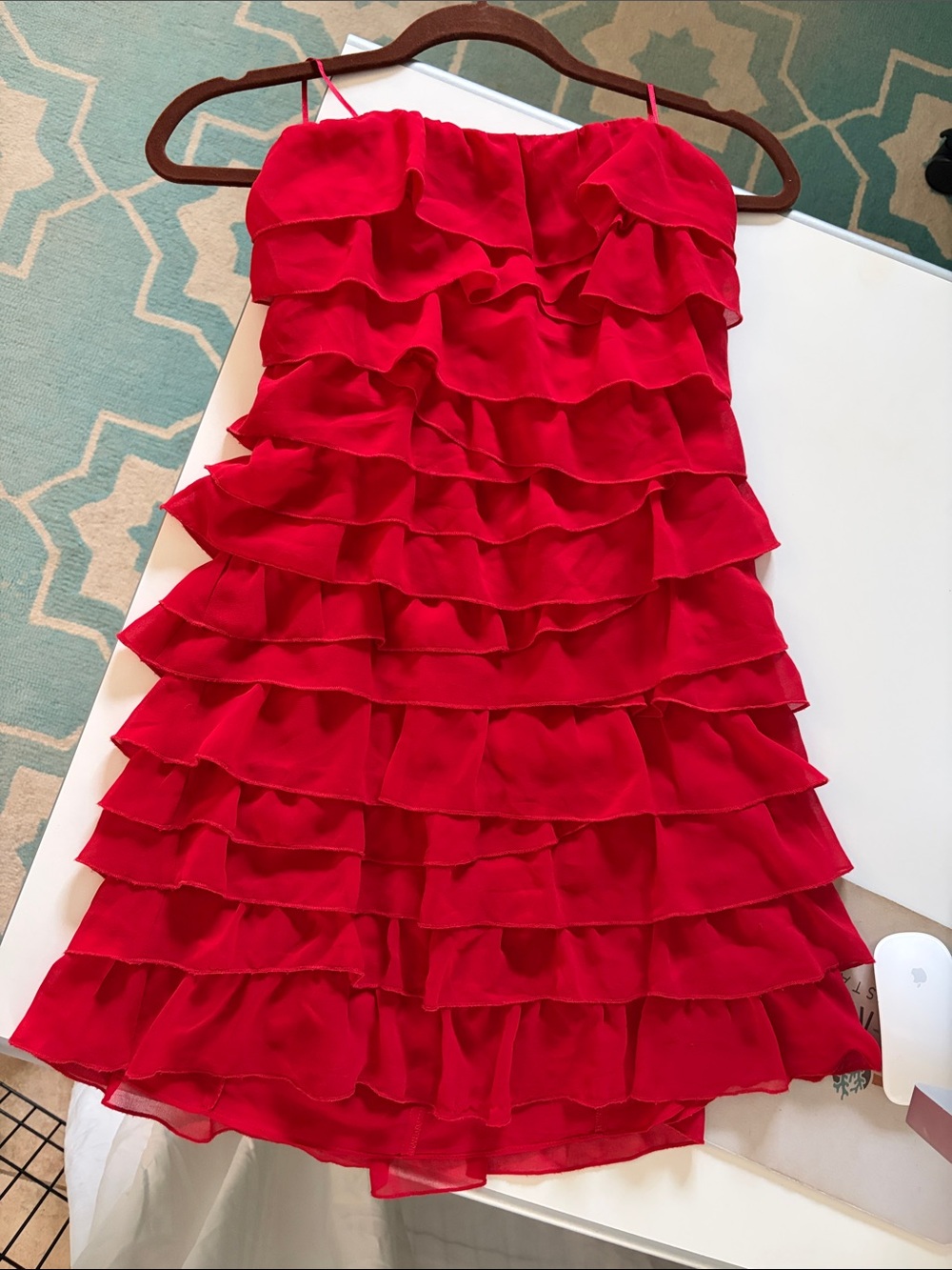 GUESS Vintage Mini Ruffle Tiered Dress - Red sz 3 (2-4 Women) Great Condition!